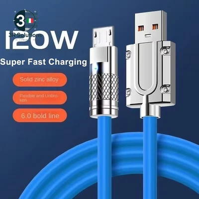 Cavo Di Ricarica Rapido Micro USB Da 120 W 7A Cavo Di Ricarica Micro USB LED in - Imagen 1 de 4