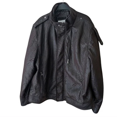 Calvin Klein Faux Leather Dark Brown Lined Biker Moto Jacket Coat Size XXL - Image 1 of 4