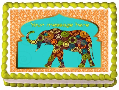 Ethnic ELEPHANT India Party Image Edible cake topper decoration - Image 1 of 2