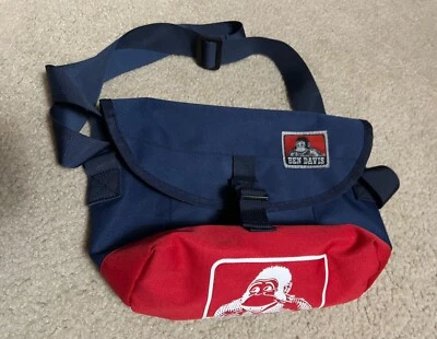 BEN DAVIS Fanny Pack Bag blue red strap - Image 1 of 4