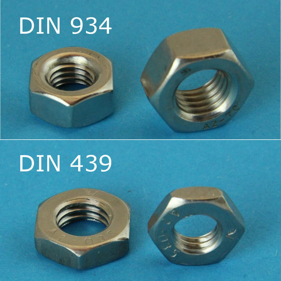 Sechskantmuttern Edelstahl rostfrei A2 DIN 934 / 439, M2 bis M24, 6-Kant-Muttern - Bild 1 von 1