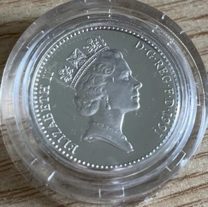 UK One Pound Silver Proof 925 Wt: 9.5 gms Dia: 22.5mm 1991 With COA & Box - Picture 1 of 6