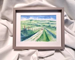 Original Hand Painted Watercolour print of the sussex south downs - Picture 1 of 6