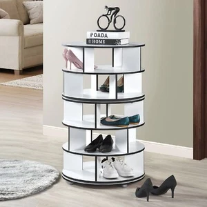Kings Brand Furniture - Scarpiera Susan pigra girevole a 5 livelli, Bianco - Foto 1 di 6