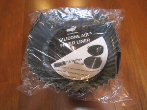 NIB 2 PACK 7 1/2" SILLICONE AIR FRYER LINER BASKET BUDDIES BLACK AND GREY COOKIN - Picture 1 of 4
