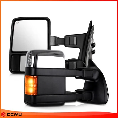 Power Heated Tow Mirrors Chrome Signal Side Fits 2008-16 Ford F250 SuperDuty - Image 1 of 4