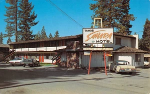 Postal de colección TAHOE SAHARA MOTEL South Lake Tahoe, CA Hwy 50 Roadside c1960s - Imagen 1 de 2