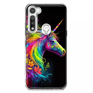 For Motorola Moto G Fast Shockproof Neon Rainbow Unicorn Floral Case - Picture 1 of 3