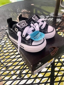 NWT Converse Infants Black Canvas Oxford Mid Sneakers Sz 2 - Picture 1 of 6
