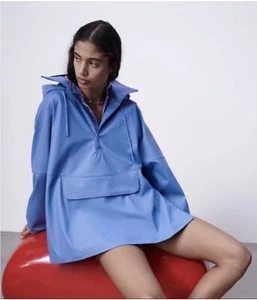 Muave Pink Zara Poncho Windbreaker Hooded Raincoat Girls Size 14 NWT - Picture 1 of 4