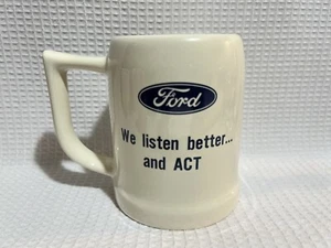 “FORD” Motor Co.-“We Listen Better And ACT”-Ivory/Blue Logo-AD Col. Tankard/Mug - Picture 1 of 11