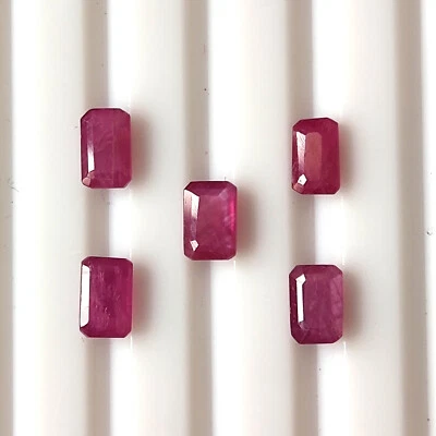 5X3 mm Emerald Cut Ruby Natural Unheated Faceted Gemstone 5 Piece Wholesale Lot - Image 1 of 4