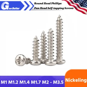 Carbon Steel Round Head Phillips Pan Head Self-tapping Screws M1 M1.2 M1.4- M3.5 - Picture 1 of 8
