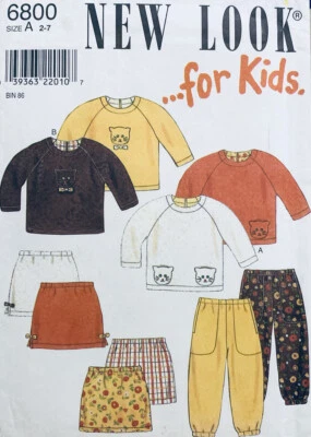New Look Pattern 6800 | Unisex Kids Top, Pants & Skirt | Sizes 2 3 4 5 6 7 - Image 1 of 2