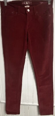 Pantalones de mezclilla Lucky Brand Zoe ajustados de pana para mujer talla 2/26 rojo/borgoña Foto 1 de 4