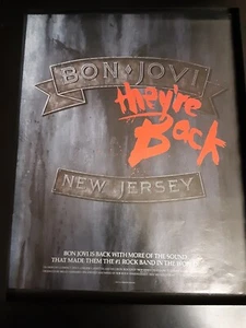 ¡Cartel promocional original raro de Bon Jovi de Nueva Jersey enmarcado en un anuncio!  - Imagen 1 de 1
