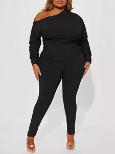 Women’s Sexy 2 Piece Off Shoulder/ Ribbed / Pants Set - Picture 1 of 7