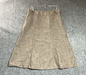Vintage Skirt Womens Medium Brown Linen Pockets Midi Capsule Minimal Cottage Y2K - Picture 1 of 10