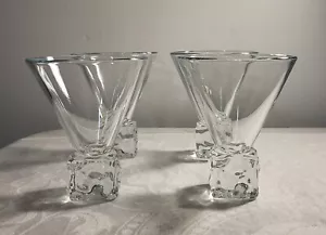 Set of 4 Vintage Disaronno Clear Glass Ice Cube Base Martini Glasses, MCM, Retro - Picture 1 of 4