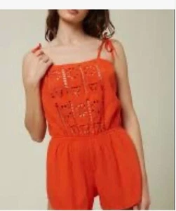 Women’s NWT O’Neill One Piece Romper Beach Coverup Orange Med W/spaghetti straps - Picture 1 of 7