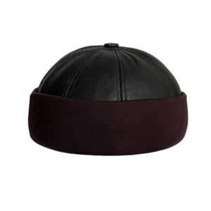 Russische Winter Lammfell Leder Fell Strick Beanie Manschette Rund Eimer Ski Docker - Bild 1 von 4