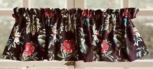 2 Rose Tree QUEENSLAND Tailored Valances Pair 19 x 80 Brown Floral Lined Curtain - Picture 1 of 6