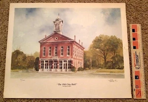 BEAUTIFUL HUNTINGBURG INDIANA "THE OLD CITY HALL" PRINT - JERRY BAUM 1987 RARE! - Picture 1 of 4