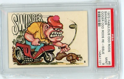 1973 FABULOUS ODD RODS SWINGER #6 ODDER RE-ISSUE STICKER  PSA 9 MINT - Image 1 of 2