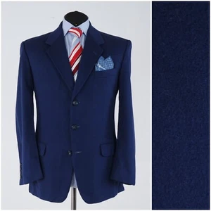 Mens Lambswool Blazer 42S UK Size NOGARET PARIS Blue Cashmere Sport Coat Jacket - Picture 1 of 15