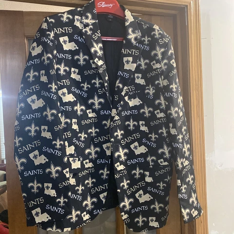 New Orleans Saints Suit Jacket Blazer Men's Size 46 & Tie  NFL Team Apparel NW Cover