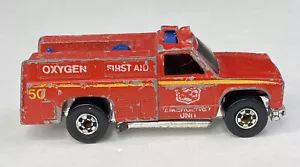 Hot Wheels Rescue Fire Truck - Flying Colors Blackwalls Hong Kong Vintage 1974 - Picture 1 of 9