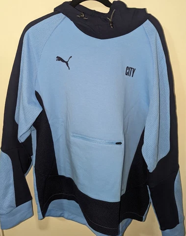 Man City Puma Light Blue Peacoat Hoodie Men's Were Extra Large Cover