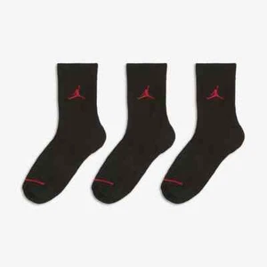 6 PAIRS NIKE JORDAN BOY GIRL CUSHIONED BLACK GREY CREW Socks 5-7 Shoe 10C-3Y $28 - Picture 1 of 7