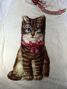 Paper Wings Girl's 10 Keyhole Drawstring Tee Kitty Cat 100% Organic Cotton - Picture 1 of 8
