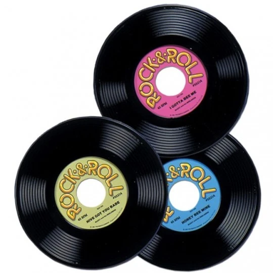 Plastic Rock & Roll Records Decorations 3 Per Pack 9" Wall Table Decorations - Image 1 of 1