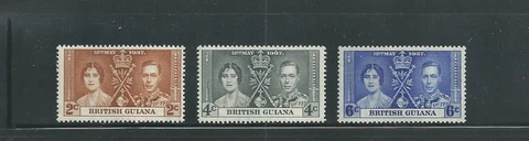British Guiana Scott # 227-229 MH George VI Coronation 1937 Cover