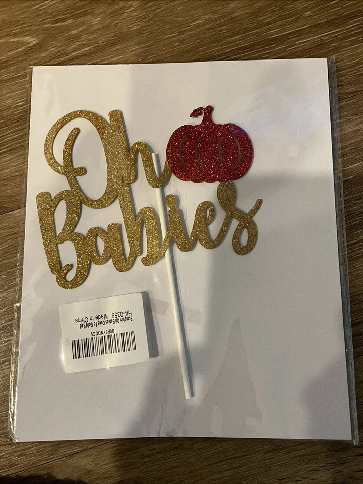 Topper pastel calabaza “Oh baby” con brillo temático otoño baby shower | NUEVO Foto 1 de 1