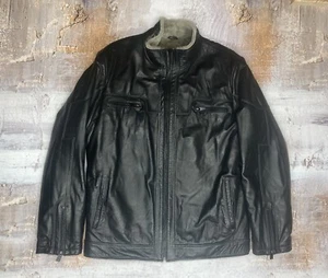 Vintage Winter Leather Jacket With Fur Men’s Size XL/XXL - Picture 1 of 15