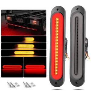 2PC LED Truck Trailer Flowing Turn Signal Running Brake Tail Light Red Amber 8in - Bild 1 von 9