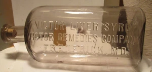 antike alte Flasche Victor Leberrup Heilmittel Co Frederick, MD hand aufgetragene Lippe - Bild 1 von 1