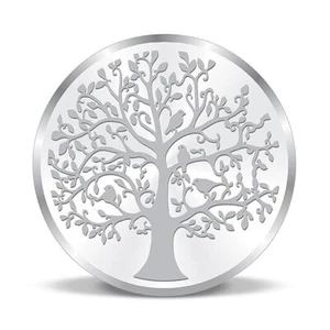 Indian Traditional Precious Moments Pure Silver Banyan Of Tree Coin 10g J013 - Picture 1 of 6
