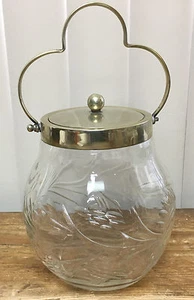 Biscuit Barrel Jar Cut Glass Antique English European Clear Elegant EPNS HELP ? - Imagen 1 de 7
