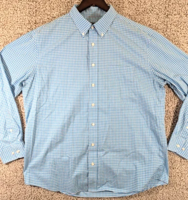 Jos A Bank Shirt Men XL Executive Collection Tailored Fit Blue Gingham Check L/S - Image 1 of 4
