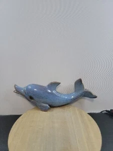 Blue DOLPHIN POTTERY STONEWARE WALL HANGING SEA LIFE NAUTICAL BEACH 10 .5" - Picture 1 of 6