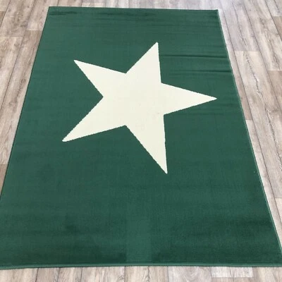 QUALITY DARK GREEN CREAM   KIDS  LOUNGE BEDROOM RUG 100cm x 150cm (784) - Image 1 of 4