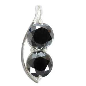 4.00Ct Round Cut Natural Black Diamond Solitaire Pendant In 925 Sterling Silver - Picture 1 of 6