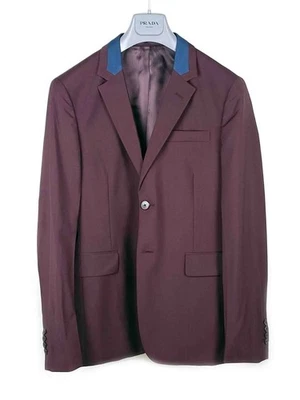 PRADA S/S 2018 Bicolor Bordeaux Blue-Gray Kid Mohair Jacket Blazer IT48/US38 NWT - Image 1 of 4