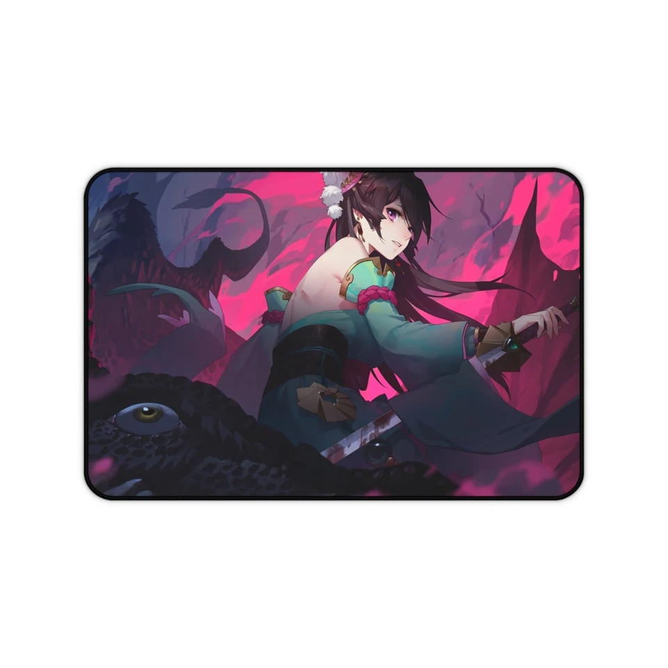 Tappetino da scrivania ragazza anime capelli scuri occhi viola grande... - Immagine 1 di 1