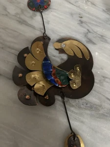 Vintage MCM 60er Jahre Cesar Vasquez Kupfer Emaille Hahn Vogel Skulptur hängend - Bild 1 von 10