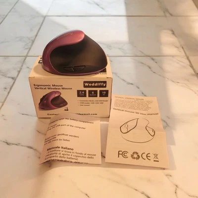 Woddlffy Purple Ergonomic Wireless Optical Vertical Mouse 6 Keys USB W Battery  - Image 1 of 4